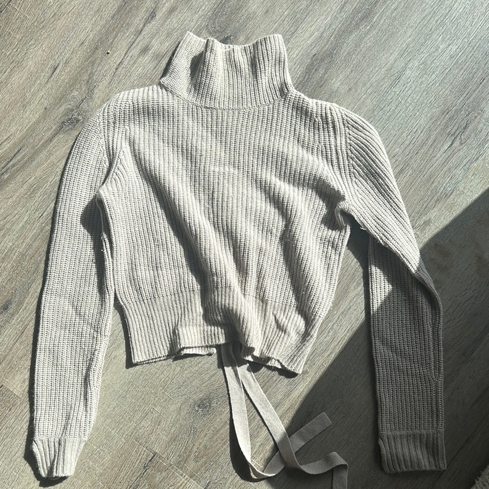 10 Crosby Derek Lam Cream Ribbed Turtleneck Sweater